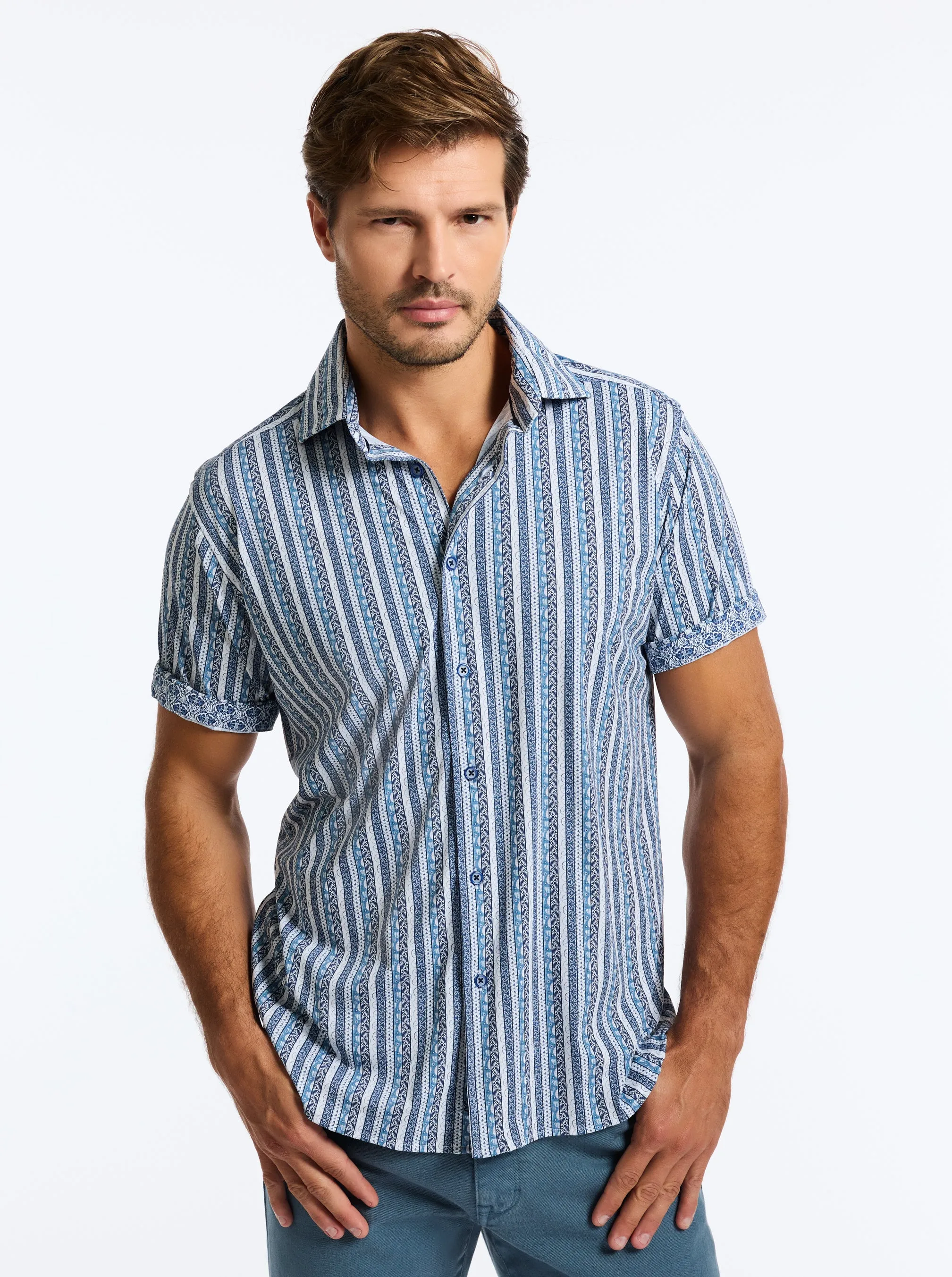 IONIAN SHORT SLEEVE BUTTON DOWN SHIRT sold by Robert Graham product image thumbnail 5