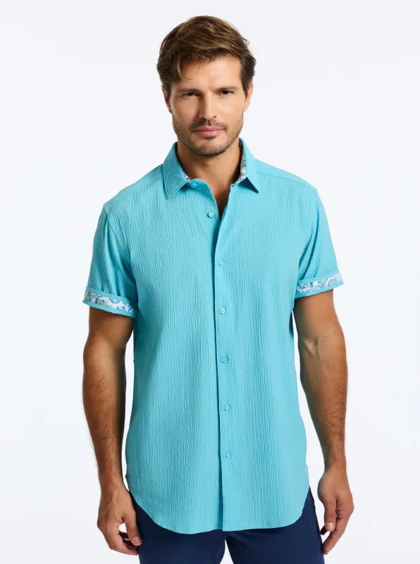 THRESHER SHORT SLEEVE BUTTON DOWN SHIRT made by Robert Graham