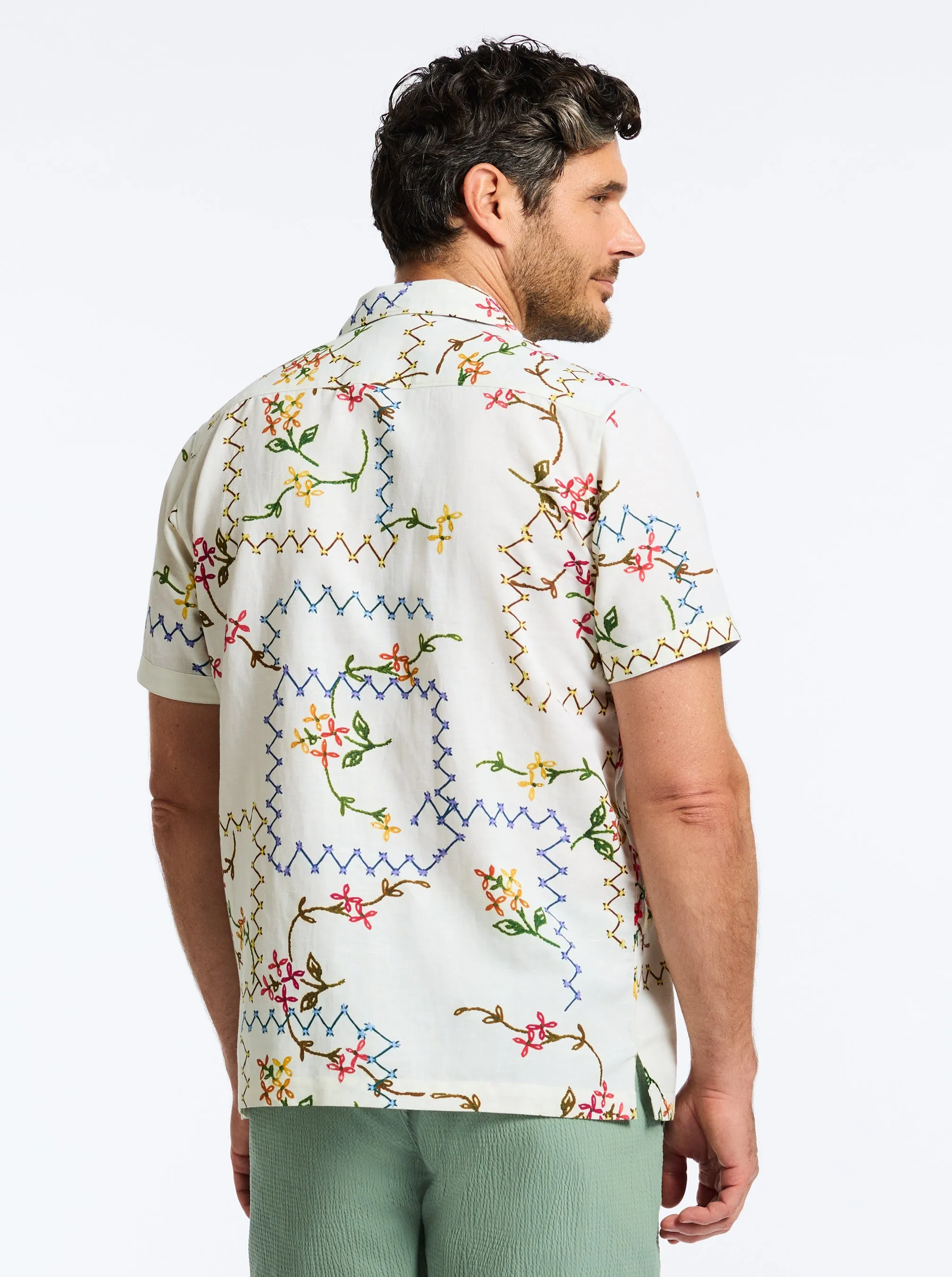 MARETTIMO SHORT SLEEVE BUTTON DOWN SHIRT sold by Robert Graham product image thumbnail 3