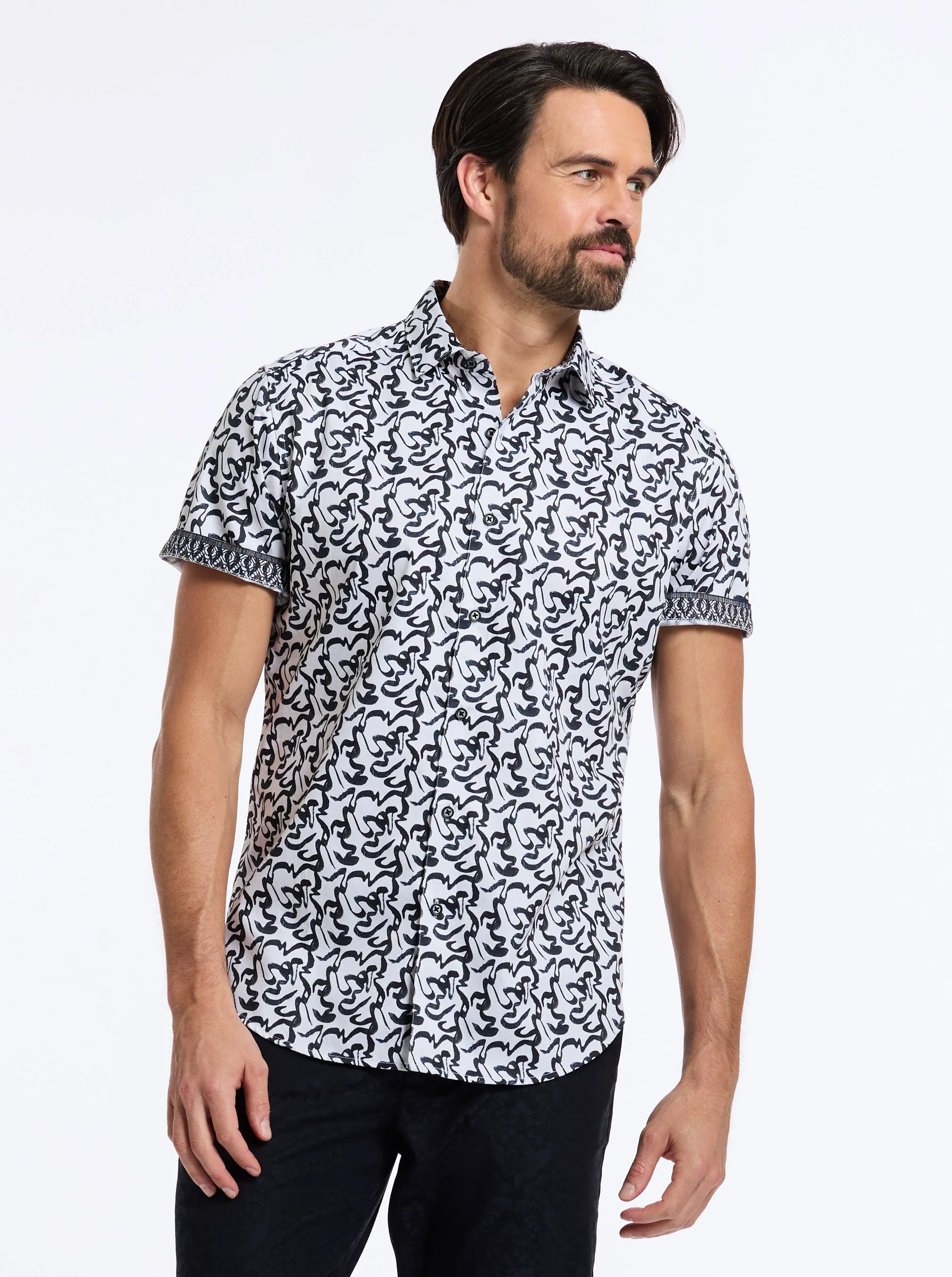 THERON SHORT SLEEVE BUTTON DOWN SHIRT sold by Robert Graham product image thumbnail 5