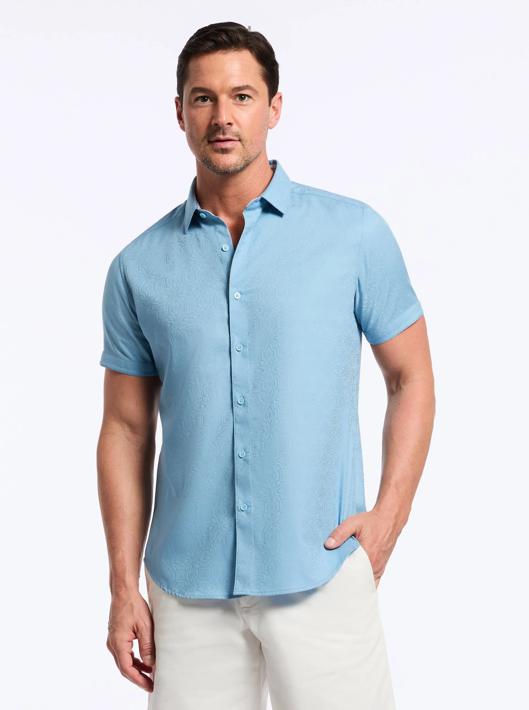 ODYSSEY SHORT SLEEVE BUTTON DOWN SHIRT sold by Robert Graham