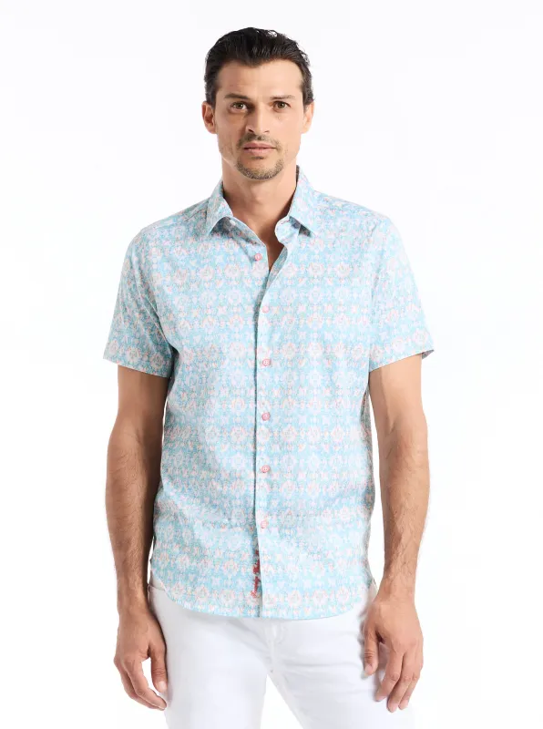 MIRAGE SHORT SLEEVE BUTTON DOWN SHIRT made by Robert Graham