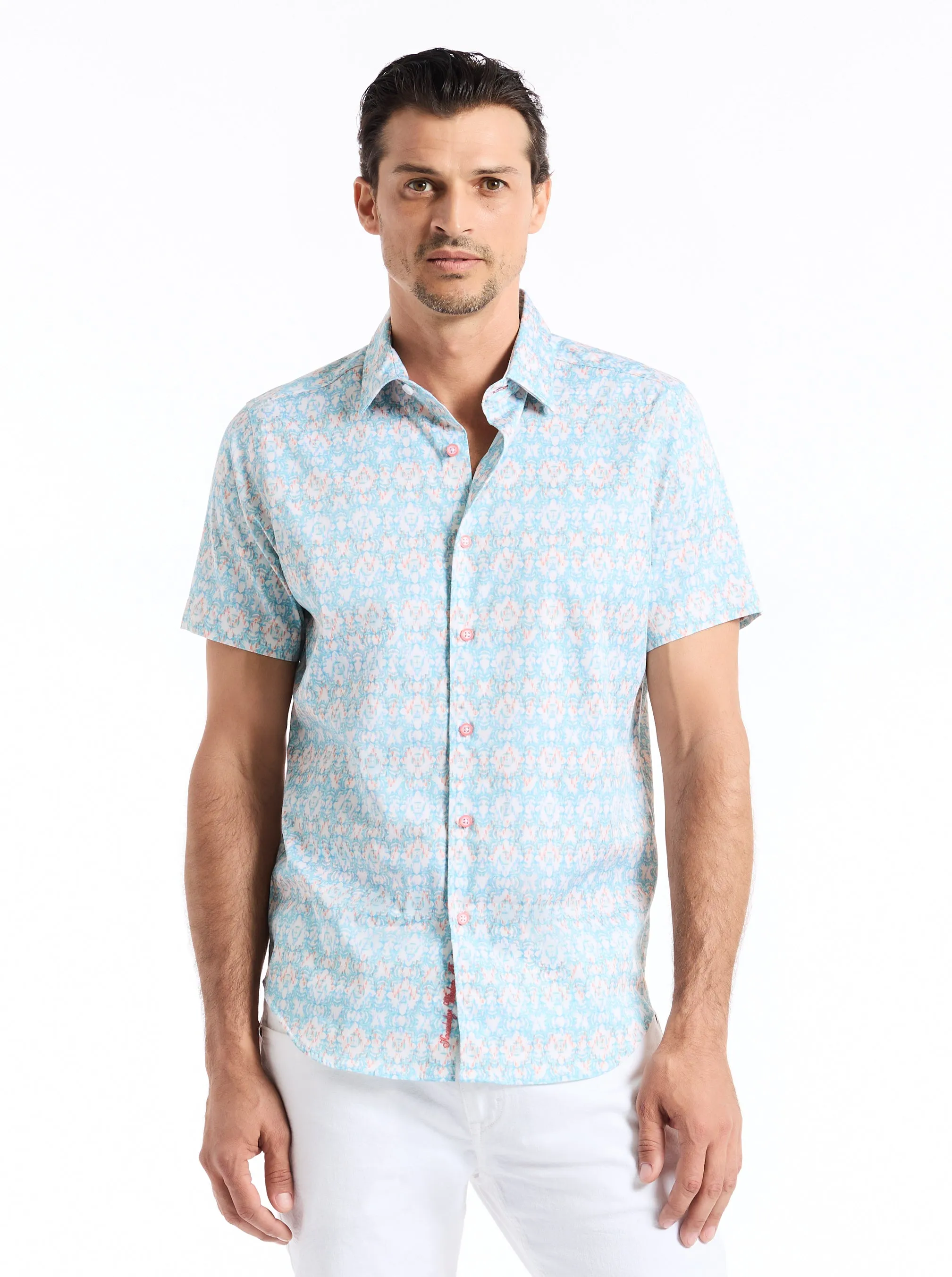 MIRAGE SHORT SLEEVE BUTTON DOWN SHIRT sold by Robert Graham