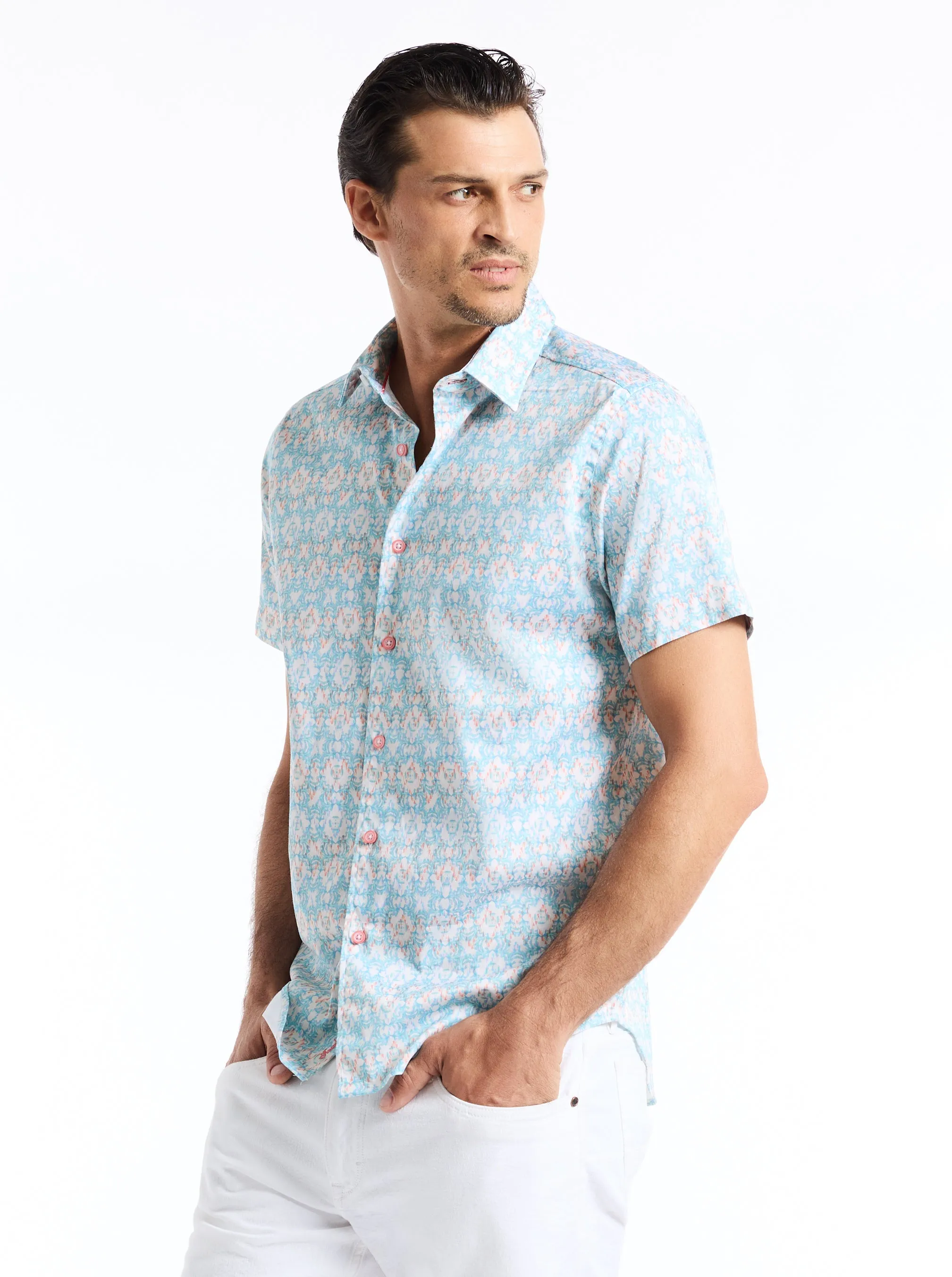 MIRAGE SHORT SLEEVE BUTTON DOWN SHIRT sold by Robert Graham product image thumbnail 3