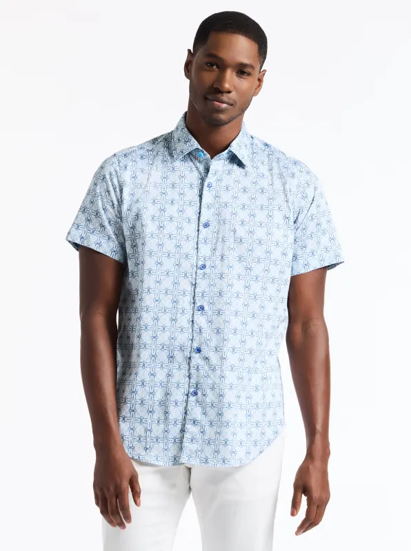 MADAGASCAR SHORT SLEEVE BUTTON DOWN SHIRT made by Robert Graham