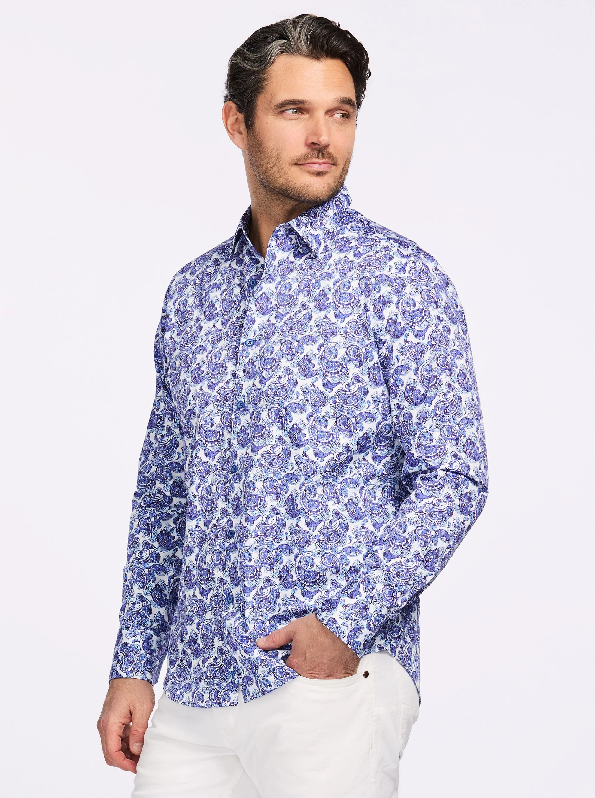 DORVAL LONG SLEEVE BUTTON DOWN SHIRT sold by Robert Graham product image thumbnail 3