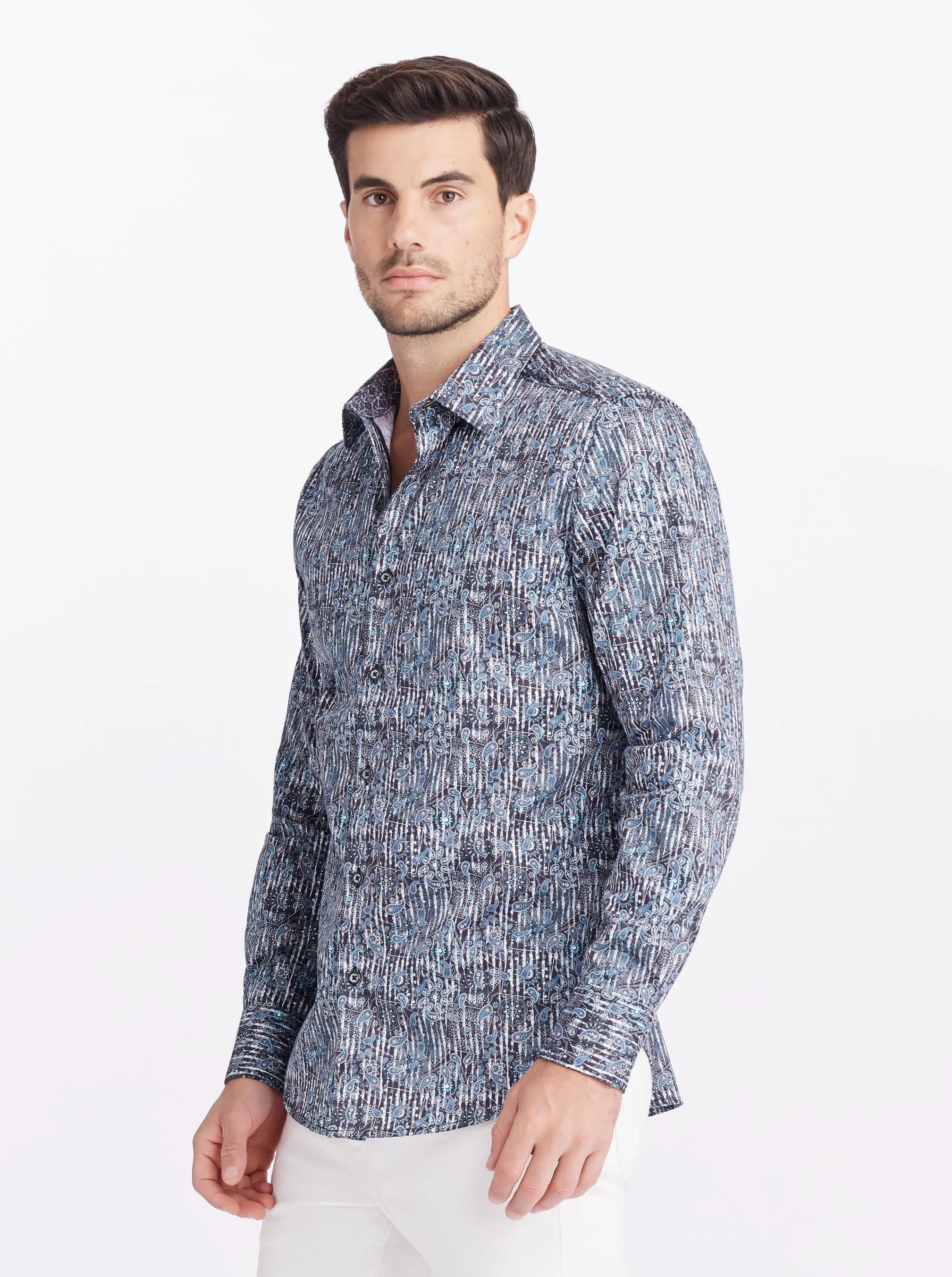 EGTON LONG SLEEVE BUTTON DOWN SHIRT sold by Robert Graham product image thumbnail 5