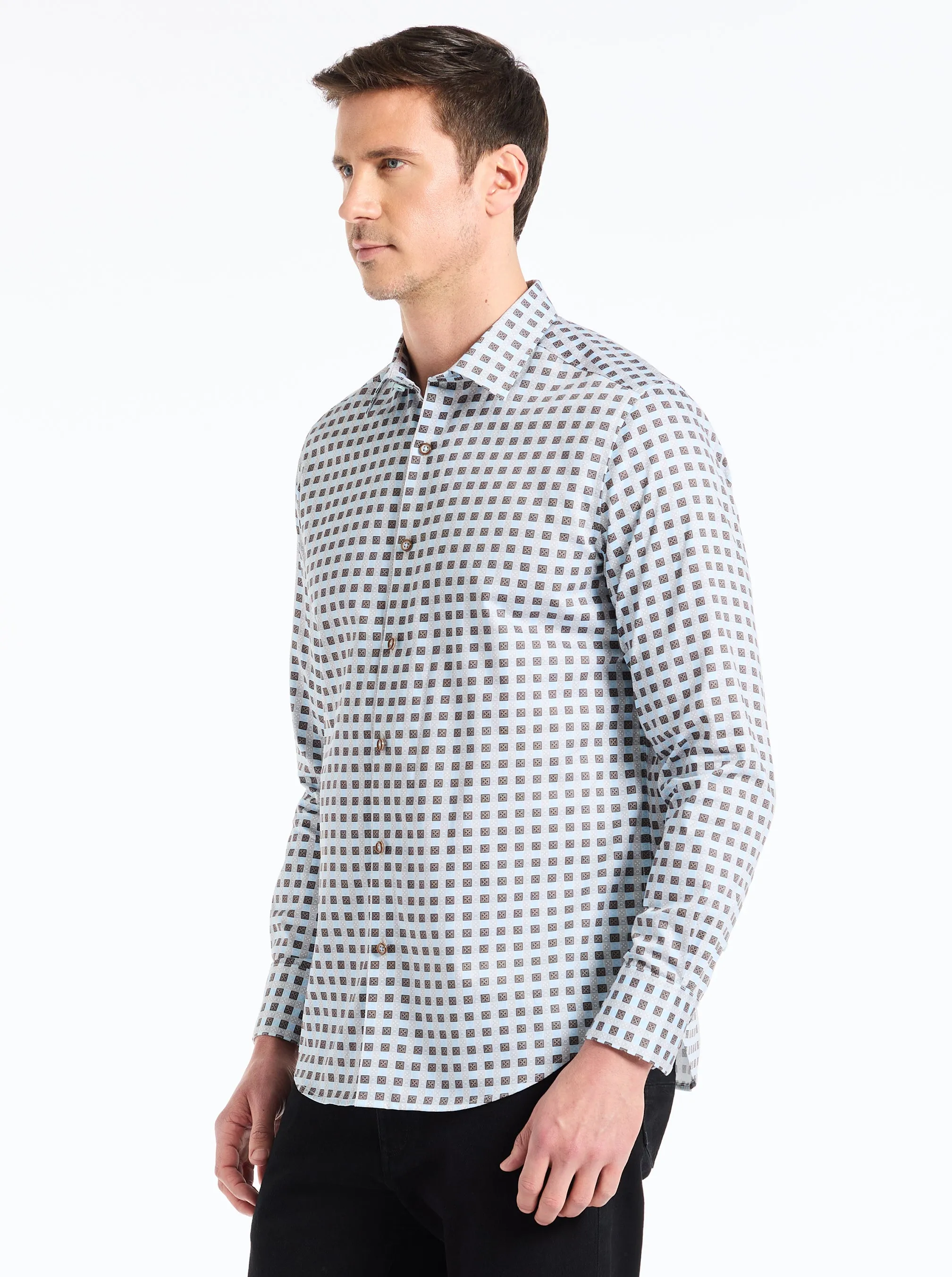 OSTIN LONG SLEEVE BUTTON DOWN SHIRT sold by Robert Graham product image thumbnail 5