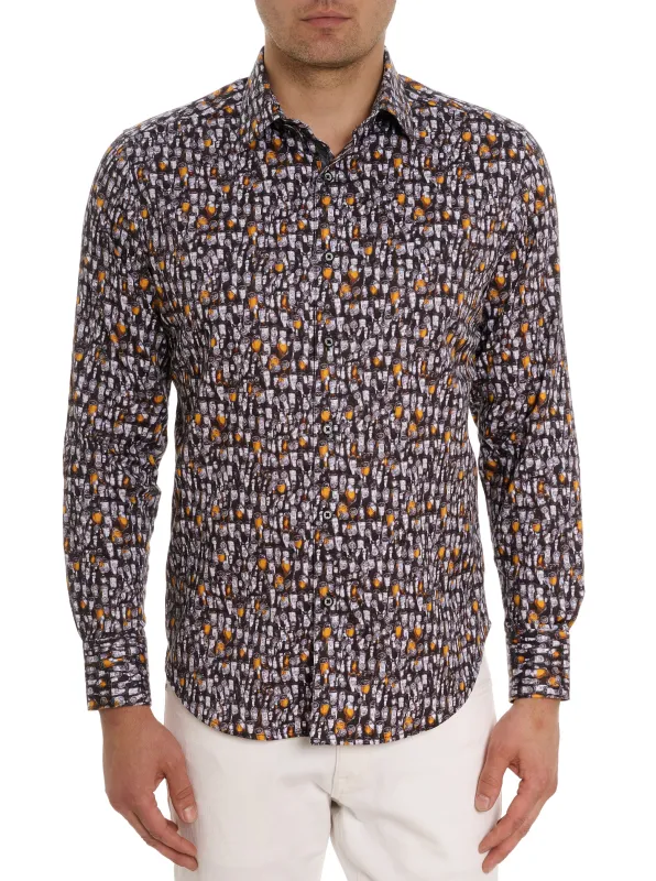 BEER BASH LONG SLEEVE BUTTON DOWN SHIRT made by Robert Graham