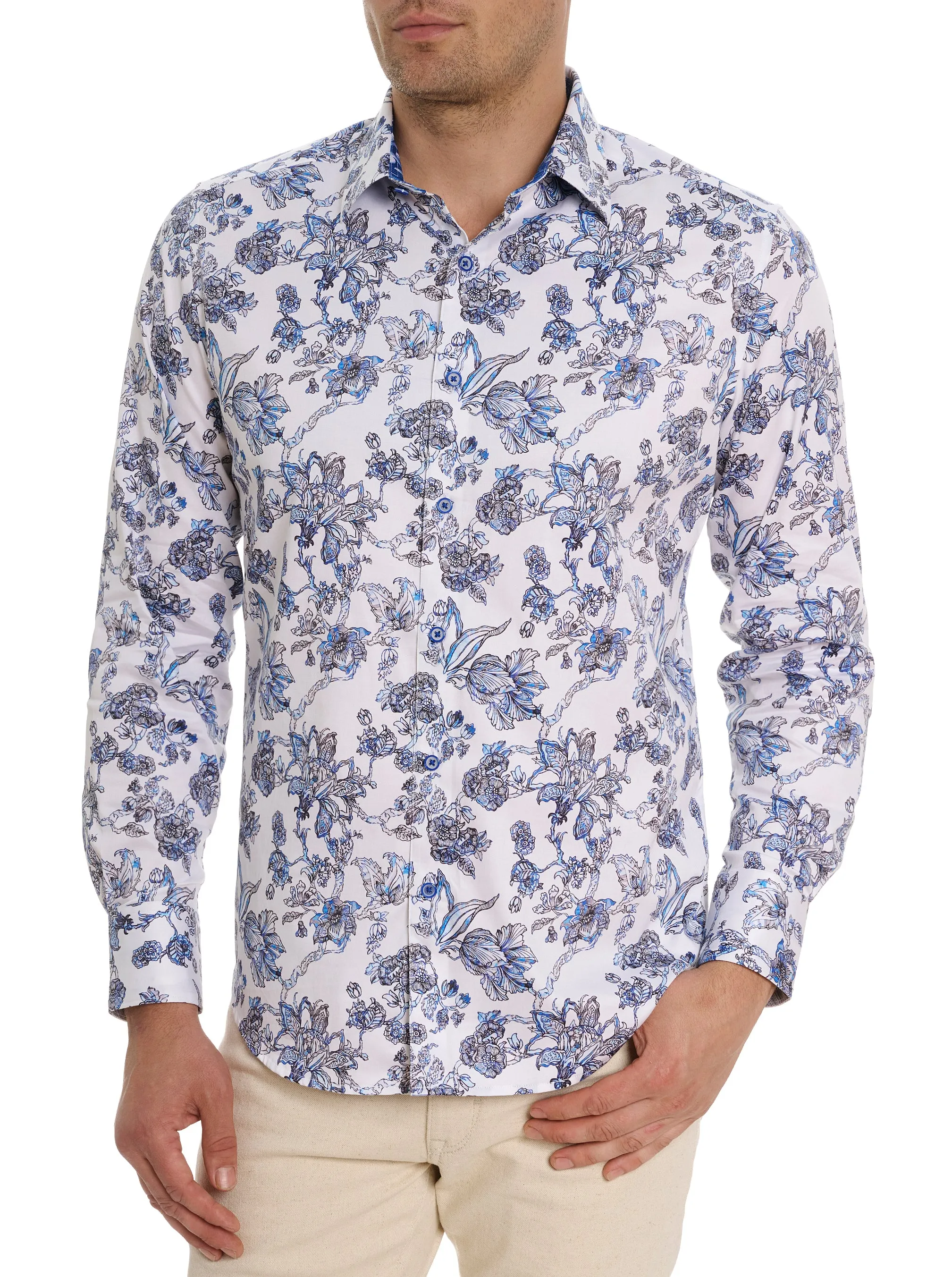 SEA BLOOM LONG SLEEVE BUTTON DOWN SHIRT BIG sold by Robert Graham