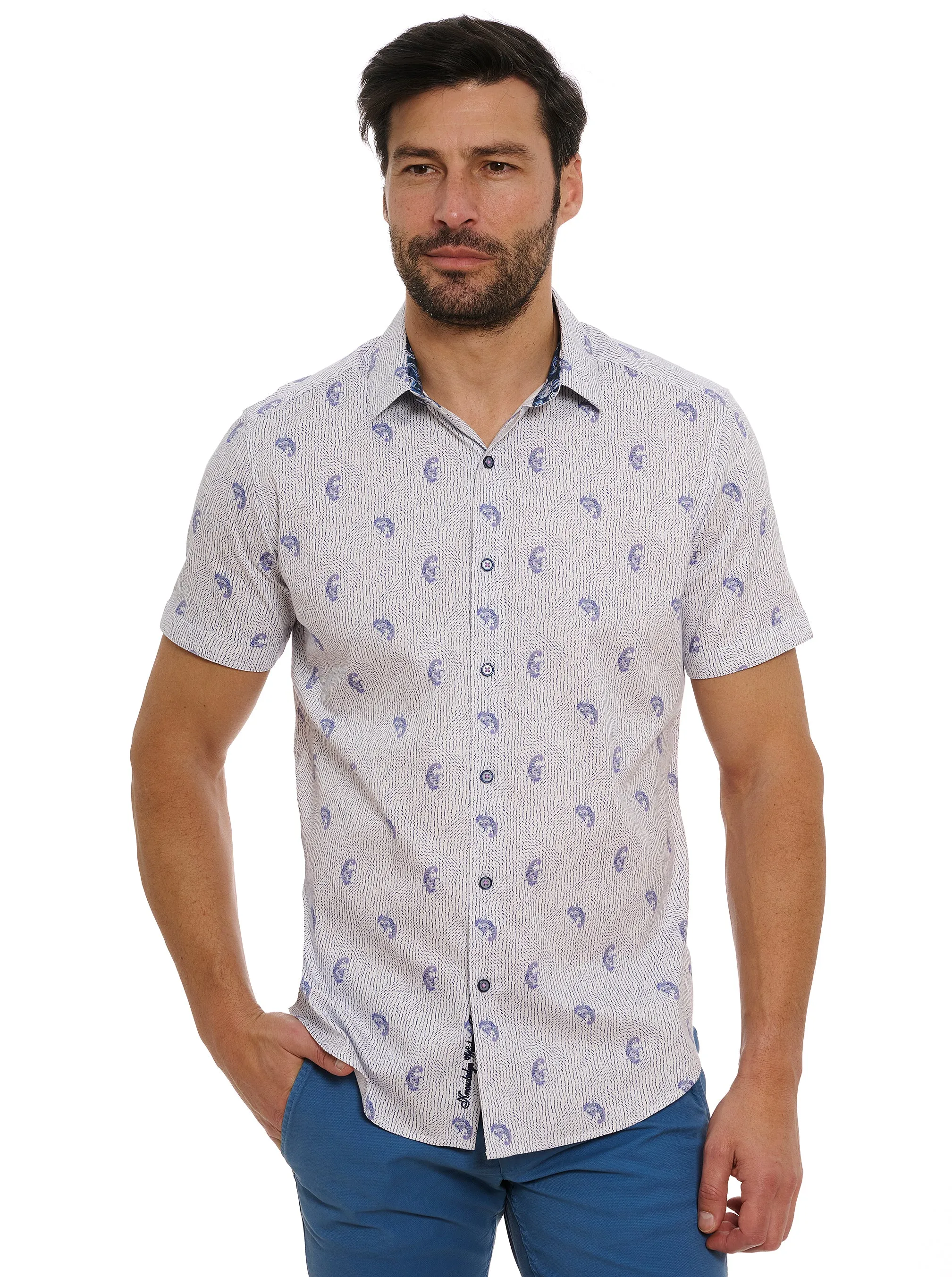 BELMOND SHORT SLEEVE BUTTON DOWN SHIRT sold by Robert Graham