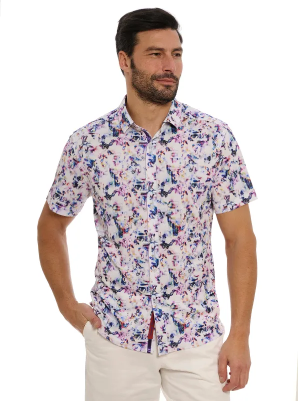 LE PELOSA SHORT SLEEVE BUTTON DOWN SHIRT made by Robert Graham