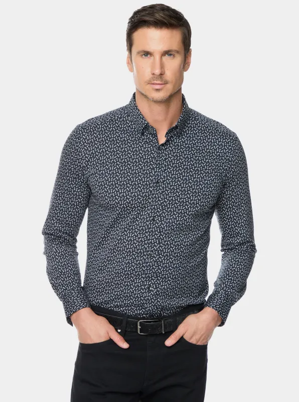 CROSSBONES LONG SLEEVE BUTTON DOWN SHIRT made by Robert Graham