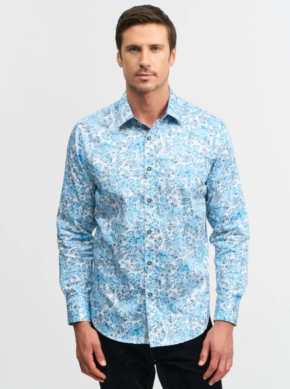 DOWNING LONG SLEEVE BUTTON DOWN SHIRT made by Robert Graham