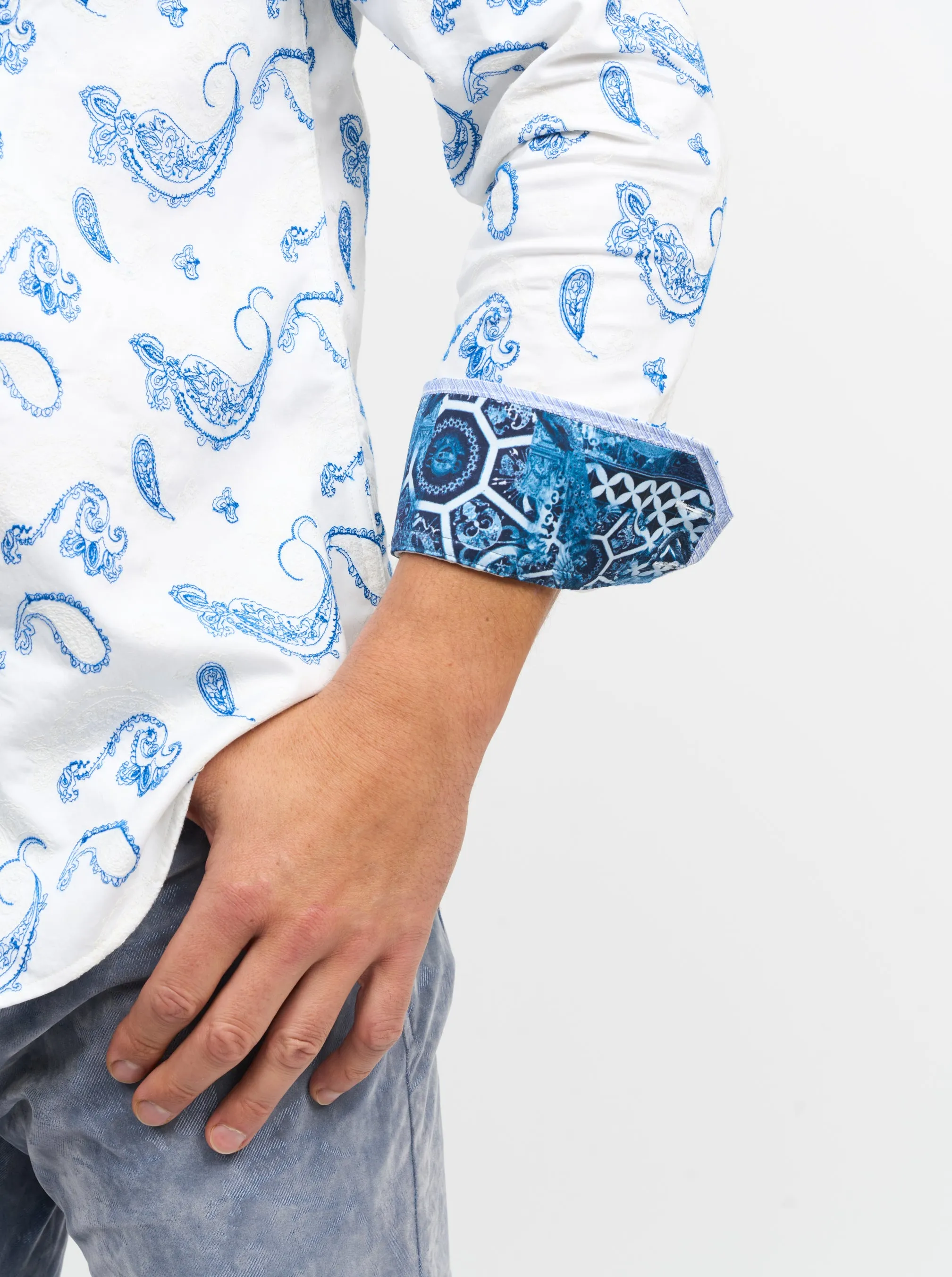 THE DANDY LONG SLEEVE BUTTON DOWN SHIRT sold by Robert Graham product image thumbnail 4