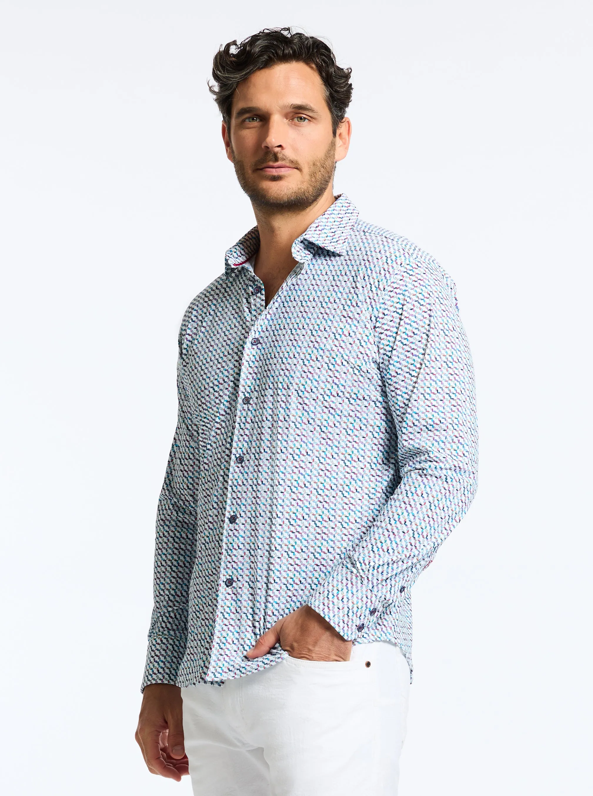 MULHOLLAND LONG SLEEVE BUTTON DOWN SHIRT sold by Robert Graham product image thumbnail 5