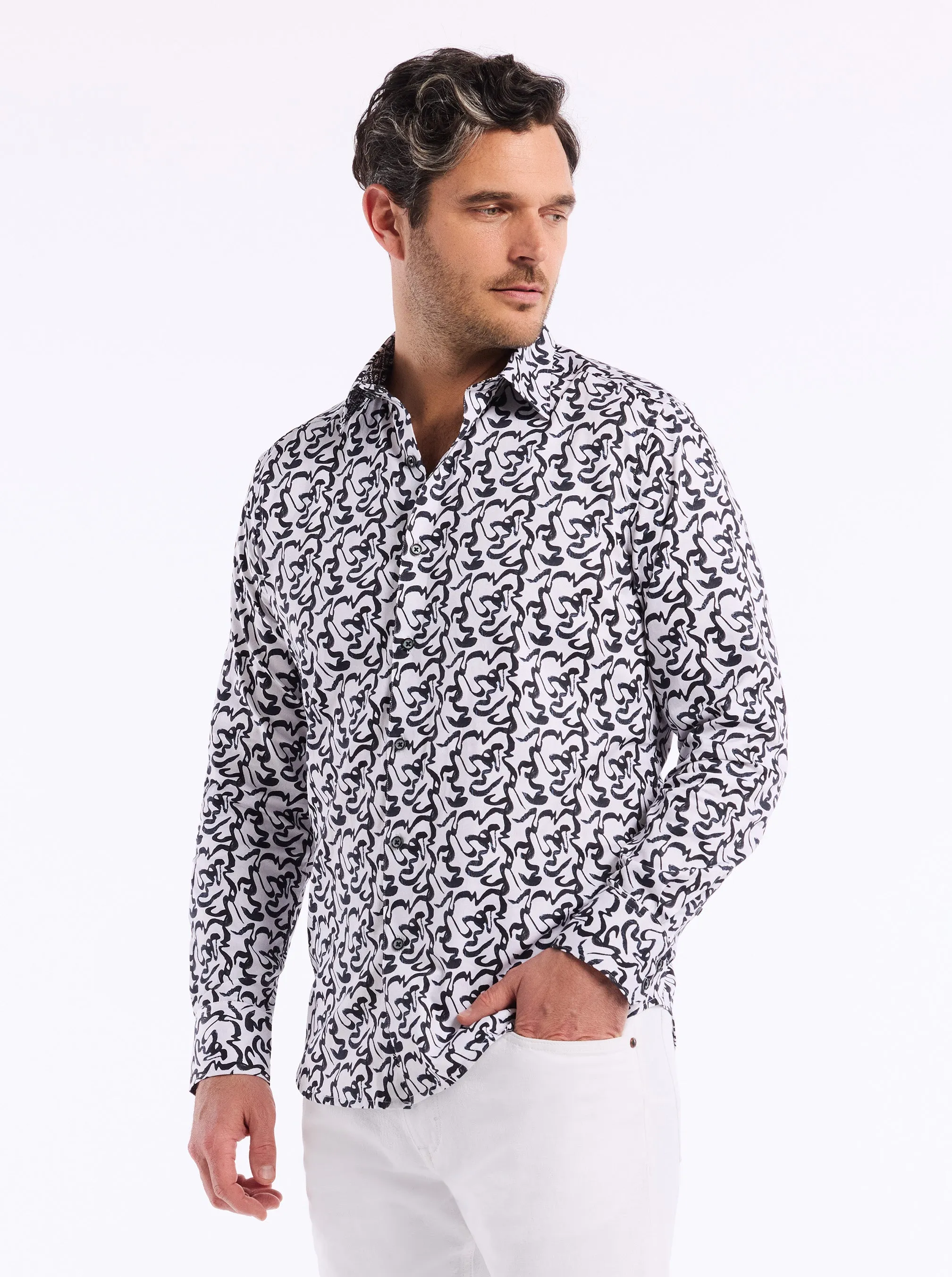 THERON LONG SLEEVE BUTTON DOWN SHIRT sold by Robert Graham product image thumbnail 4