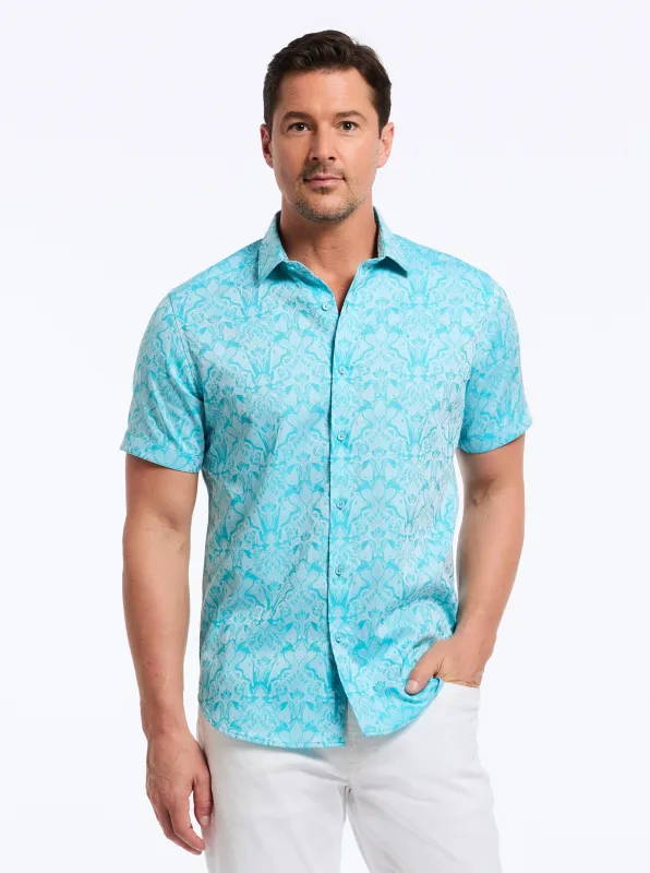 HIGHLAND SHORT SLEEVE BUTTON DOWN SHIRT made by Robert Graham