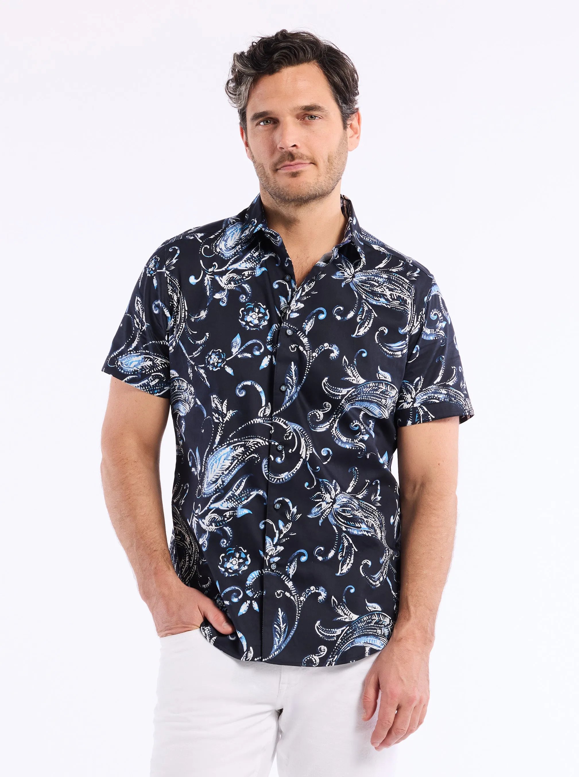 STOKES SHORT SLEEVE BUTTON DOWN SHIRT sold by Robert Graham