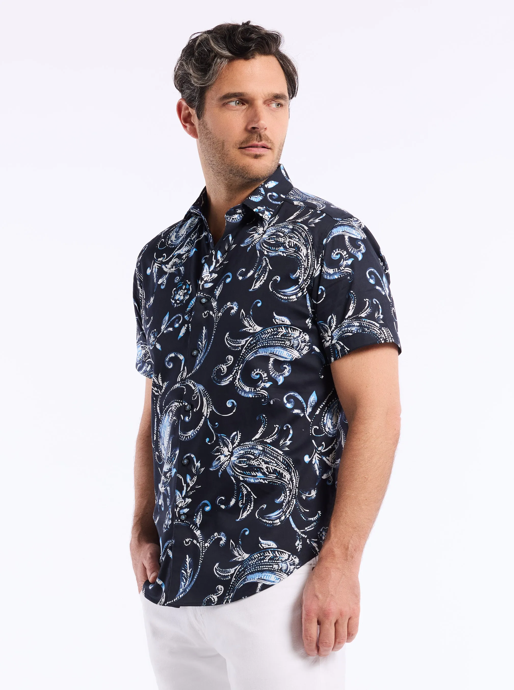STOKES SHORT SLEEVE BUTTON DOWN SHIRT sold by Robert Graham product image thumbnail 5