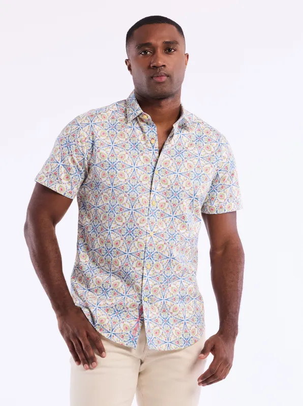 HOLMES SHORT SLEEVE BUTTON DOWN SHIRT made by Robert Graham