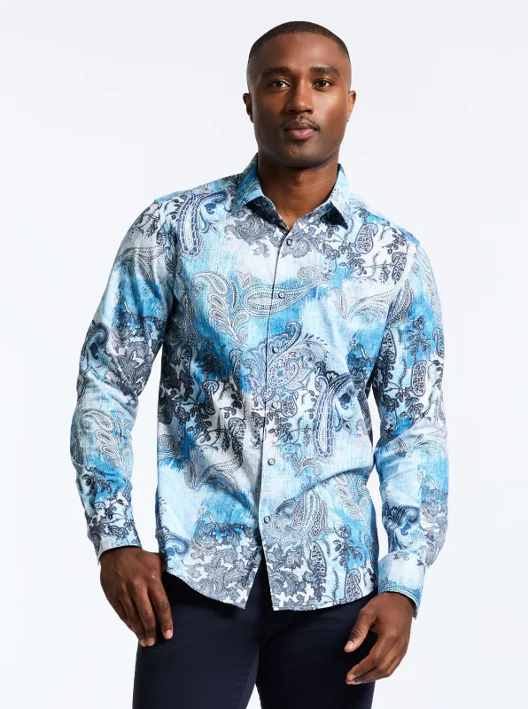 PATMOS LONG SLEEVE BUTTON DOWN SHIRT BIG made by Robert Graham