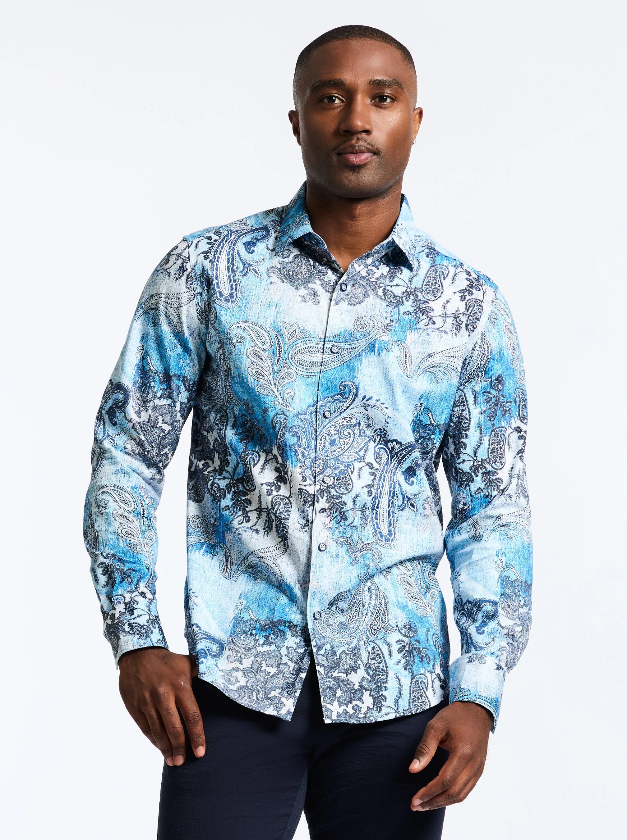 PATMOS LONG SLEEVE BUTTON DOWN SHIRT BIG sold by Robert Graham