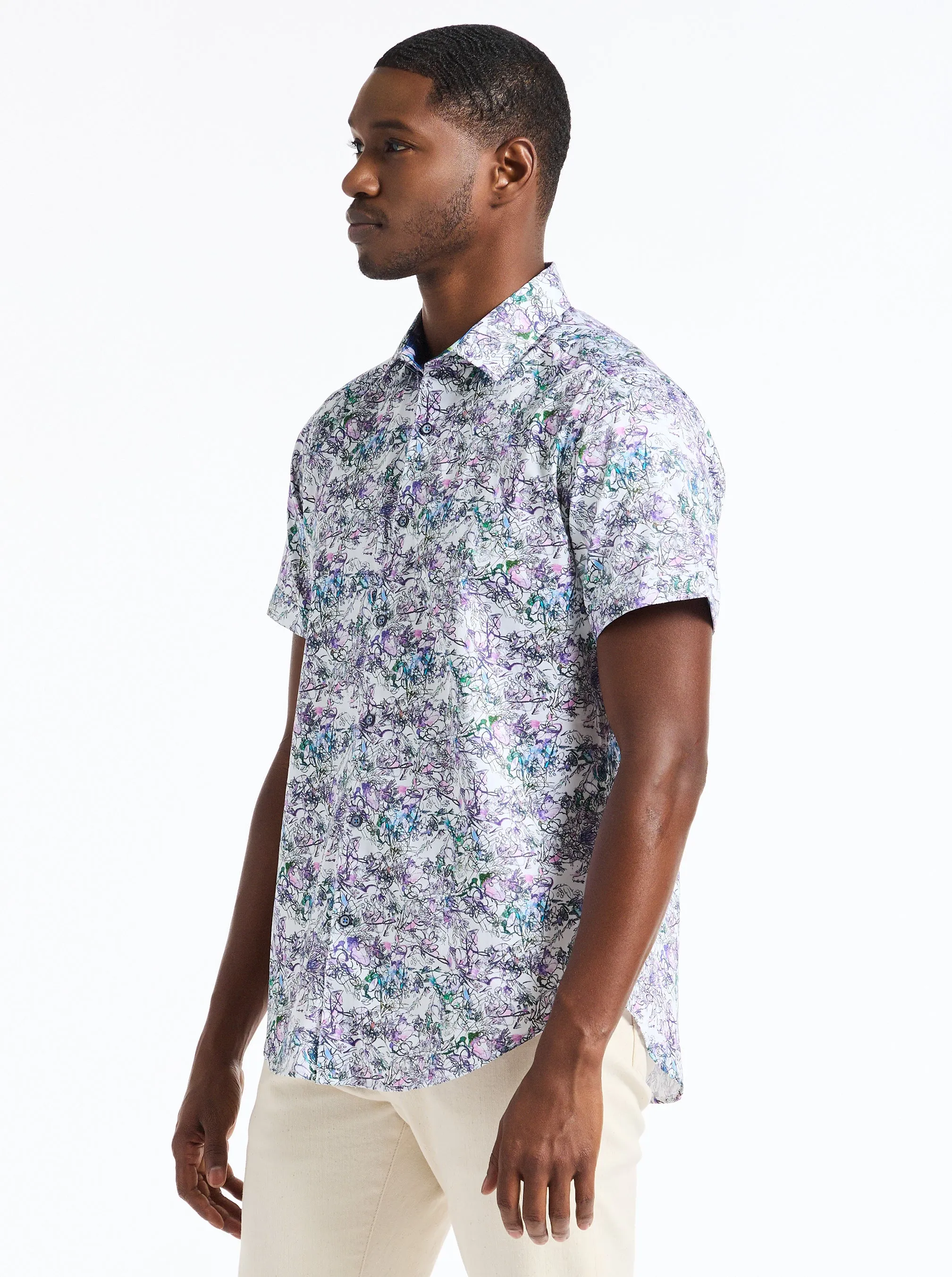 CRAWFORD SHORT SLEEVE BUTTON DOWN SHIRT sold by Robert Graham product image thumbnail 3