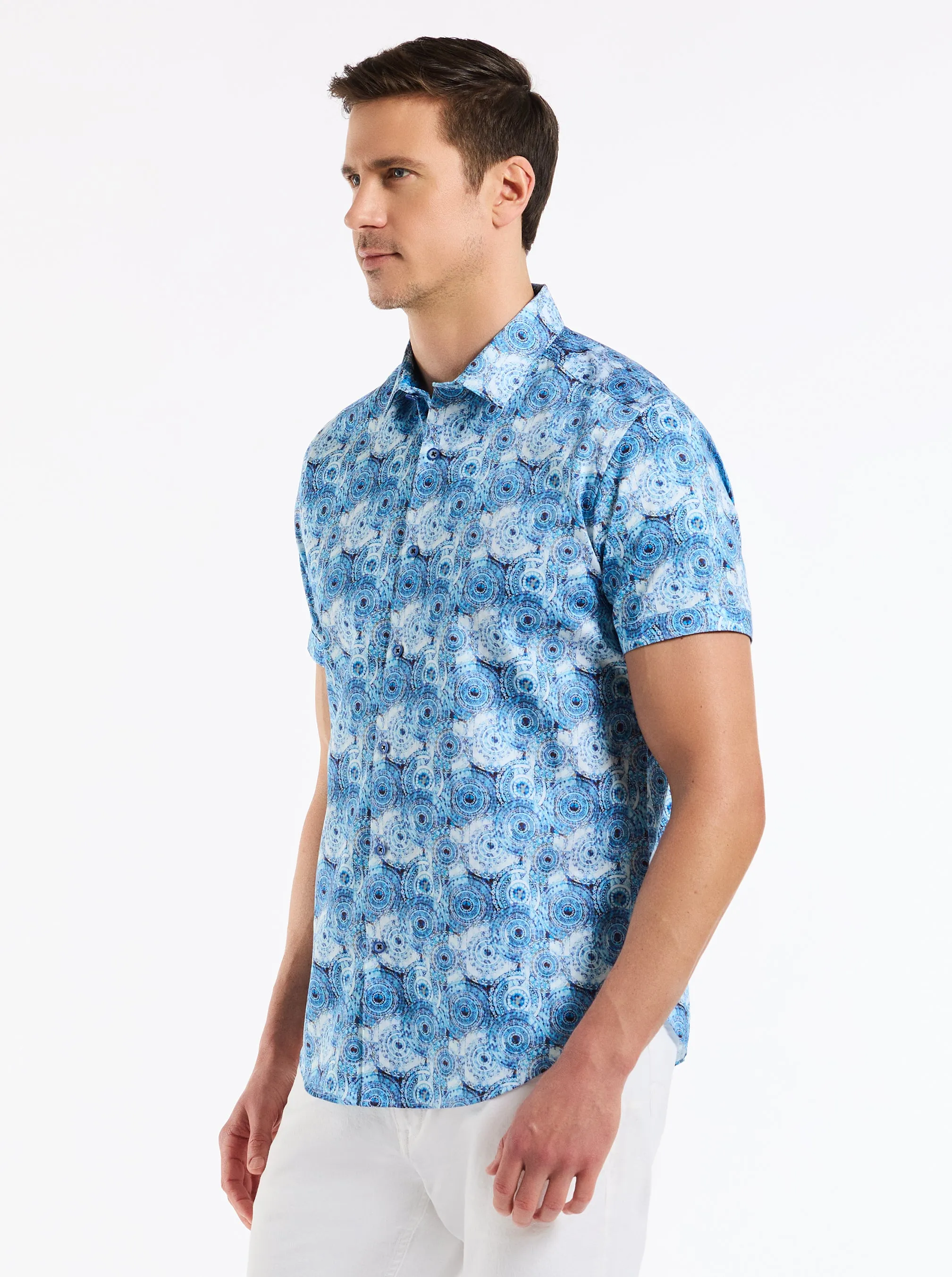 RIPON SHORT SLEEVE BUTTON DOWN SHIRT sold by Robert Graham product image thumbnail 3