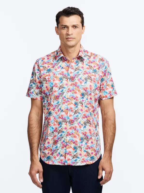 ESCAPE SHORT SLEEVE BUTTON DOWN SHIRT made by Robert Graham