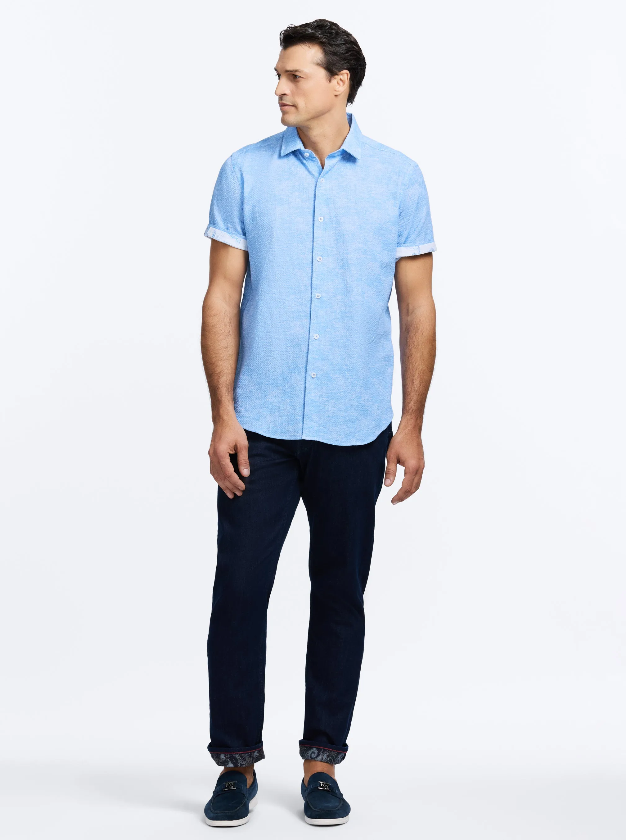 REID SHORT SLEEVE BUTTON DOWN SHIRT sold by Robert Graham product image thumbnail 4