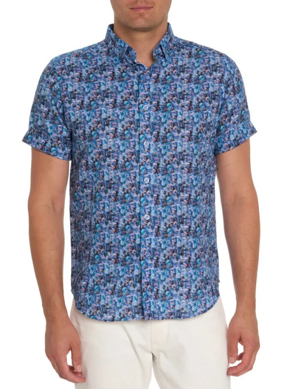 ELMONT SHORT SLEEVE BUTTON DOWN SHIRT made by Robert Graham