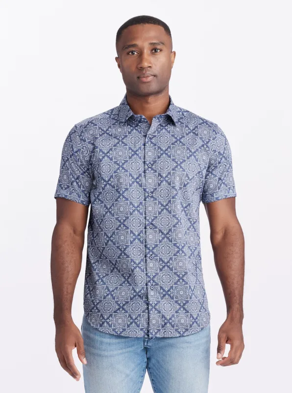 FINMERE SHORT SLEEVE BUTTON DOWN SHIRT made by Robert Graham