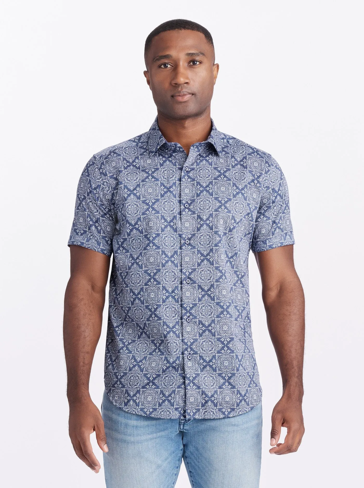 FINMERE SHORT SLEEVE BUTTON DOWN SHIRT sold by Robert Graham