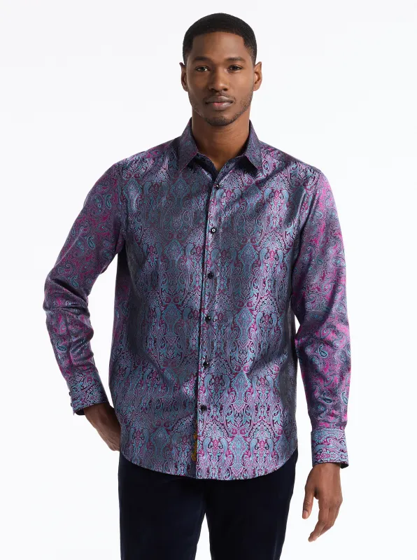 LIMITED EDITION EBONY EMBRACE LONG SLEEVE BUTTON DOWN SHIRT made by Robert Graham