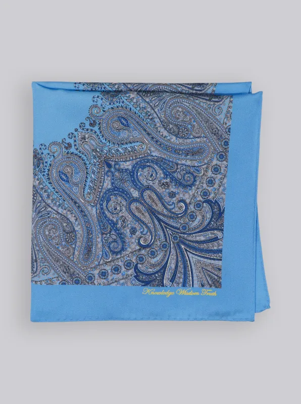 BLUE PAISLEY POCKET SQUARE made by Robert Graham