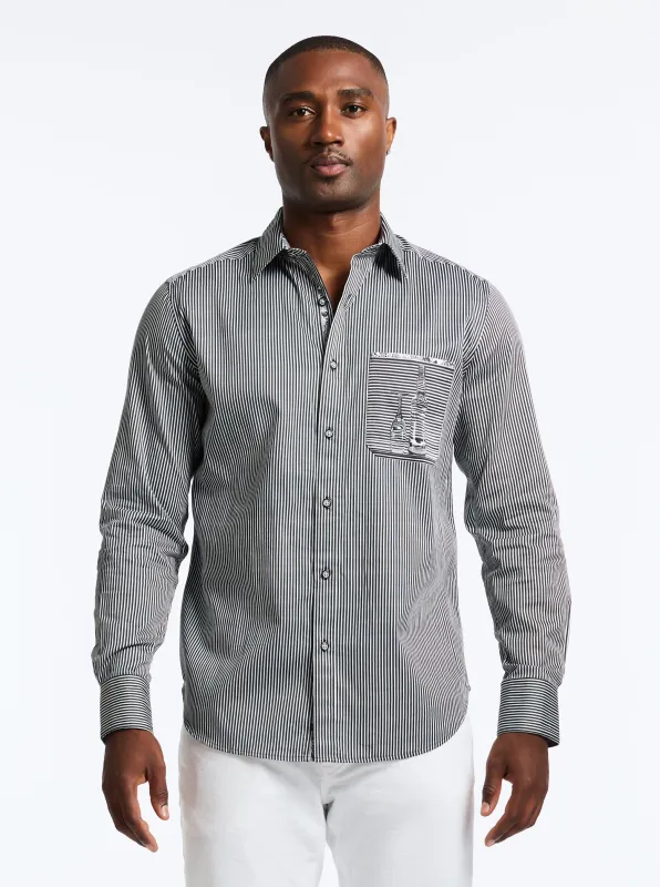 PERSPECTIVE LONG SLEEVE BUTTON DOWN SHIRT made by Robert Graham