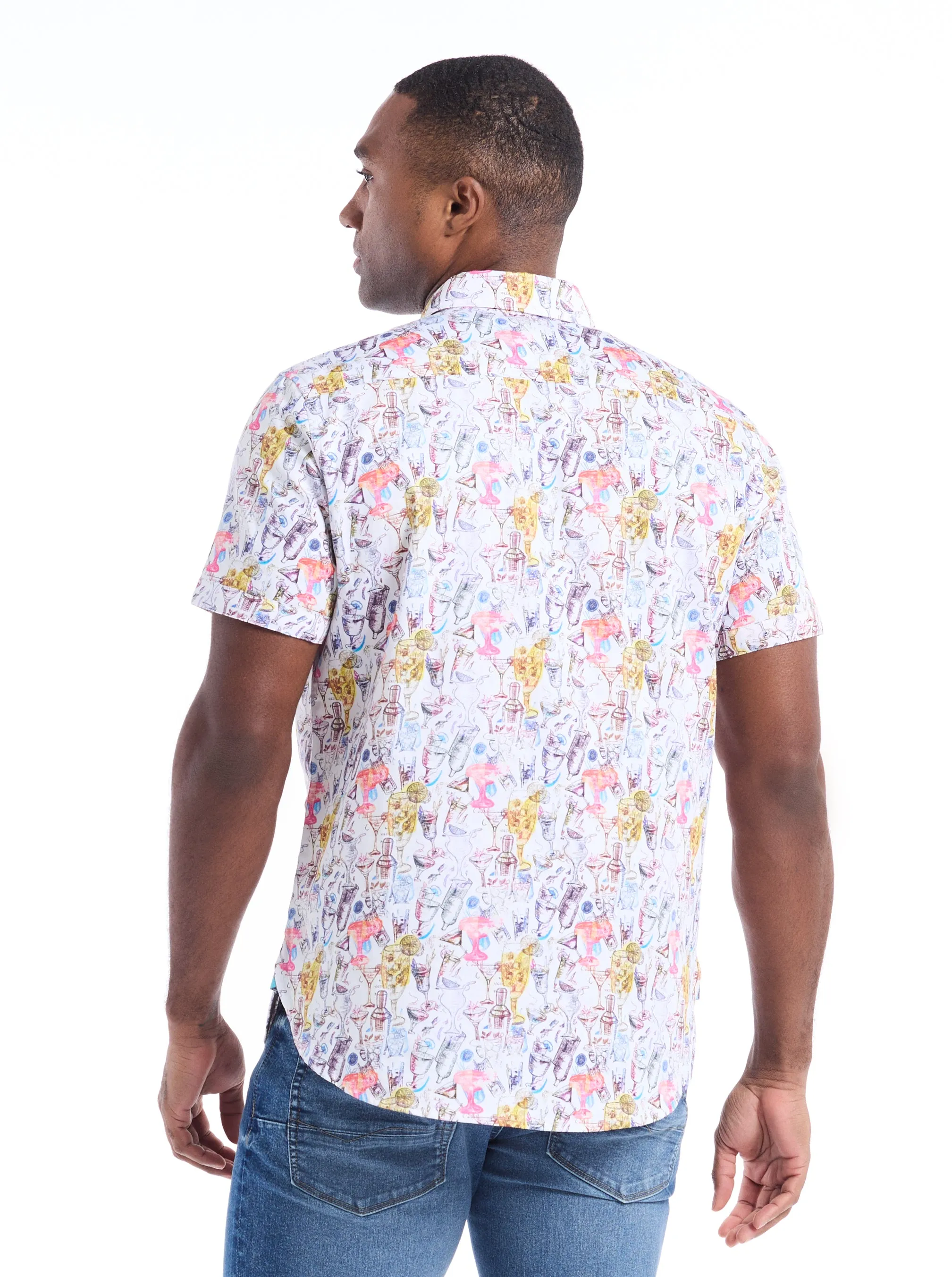 DRINKS ON ME SHORT SLEEVE BUTTON DOWN SHIRT sold by Robert Graham product image thumbnail 4