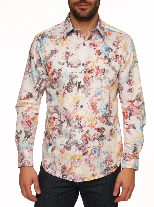 SPLASH OF COLOR LONG SLEEVE BUTTON DOWN SHIRT made by Robert Graham