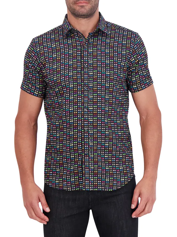SPECTACLE SHORT SLEEVE BUTTON DOWN SHIRT made by Robert Graham