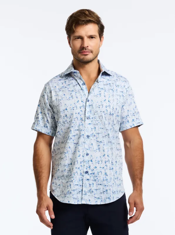 MAKEMO SHORT SLEEVE BUTTON DOWN SHIRT made by Robert Graham