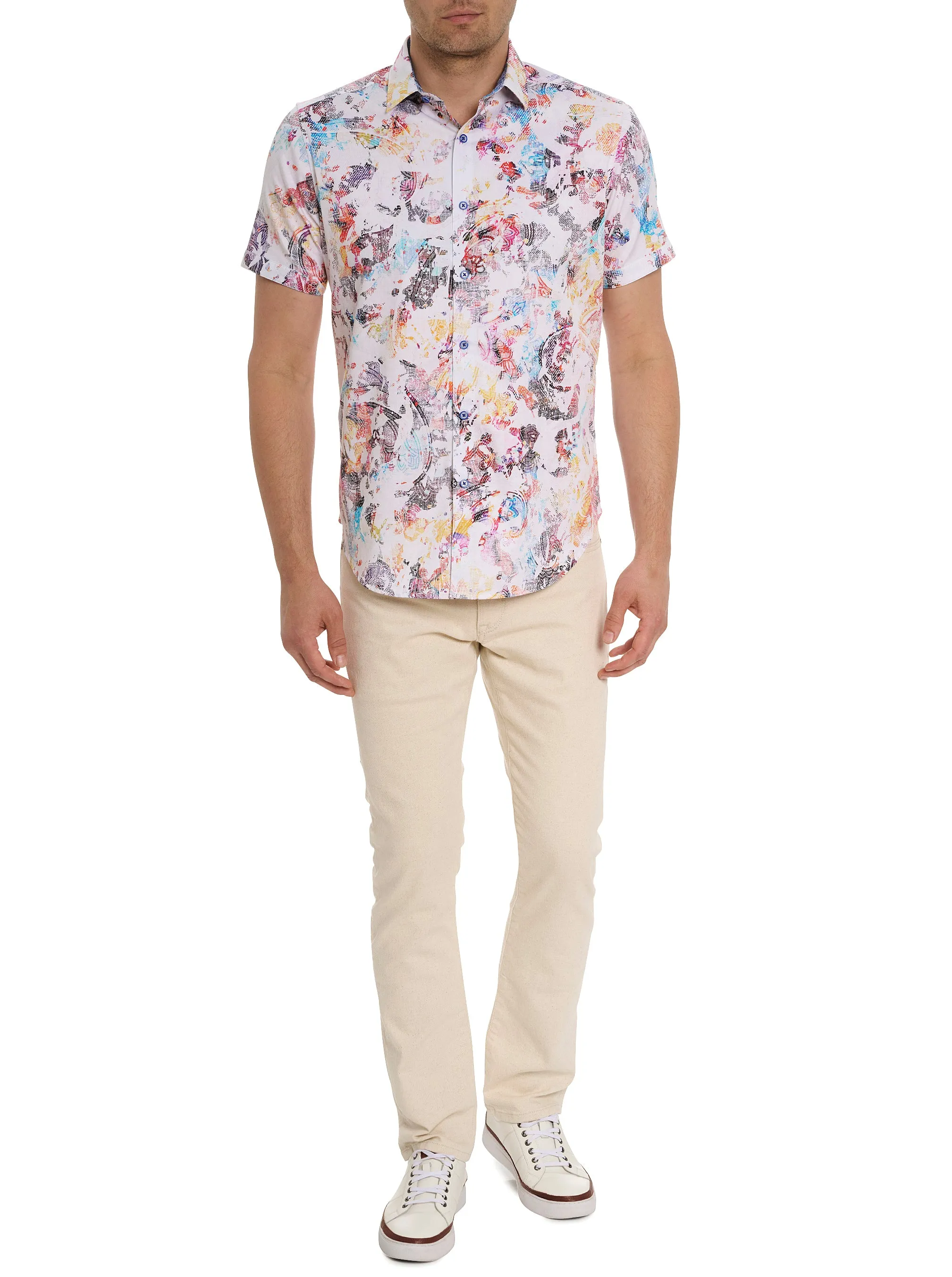 SPLASH OF COLOR SHORT SLEEVE BUTTON DOWN SHIRT sold by Robert Graham product image thumbnail 4