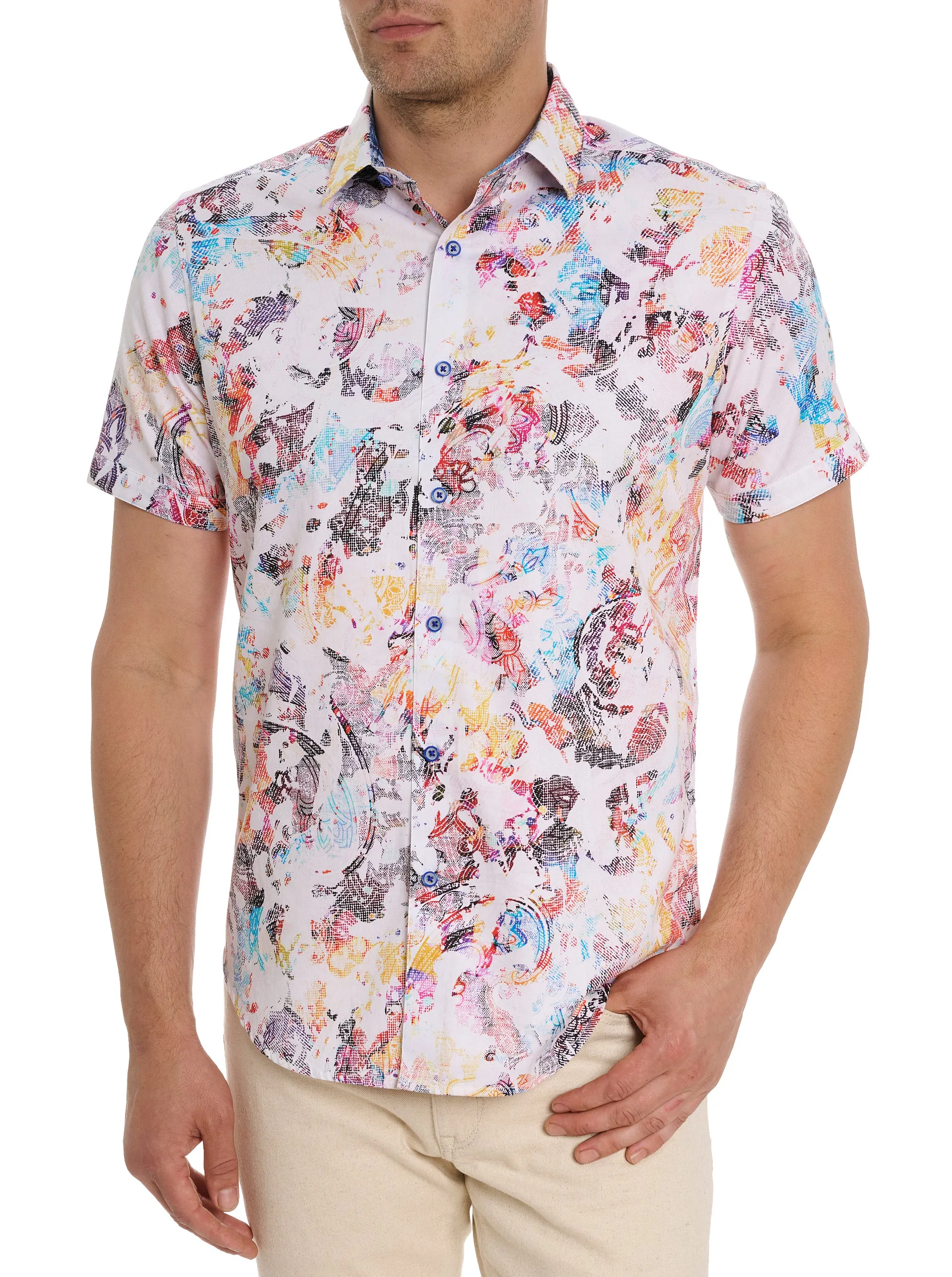 SPLASH OF COLOR SHORT SLEEVE BUTTON DOWN SHIRT sold by Robert Graham
