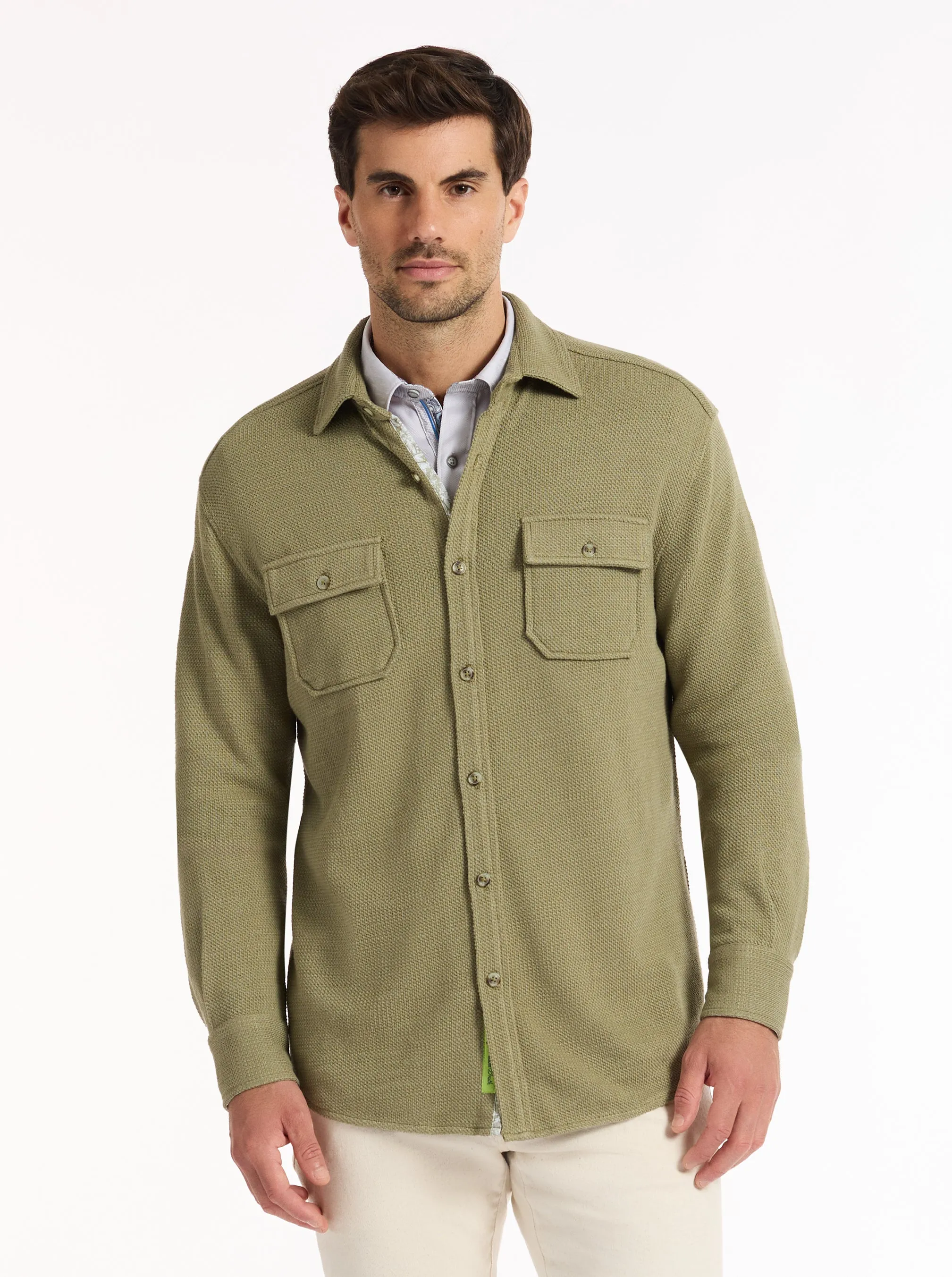 WAYNE LONG SLEEVE BUTTON DOWN KNIT SHIRT sold by Robert Graham