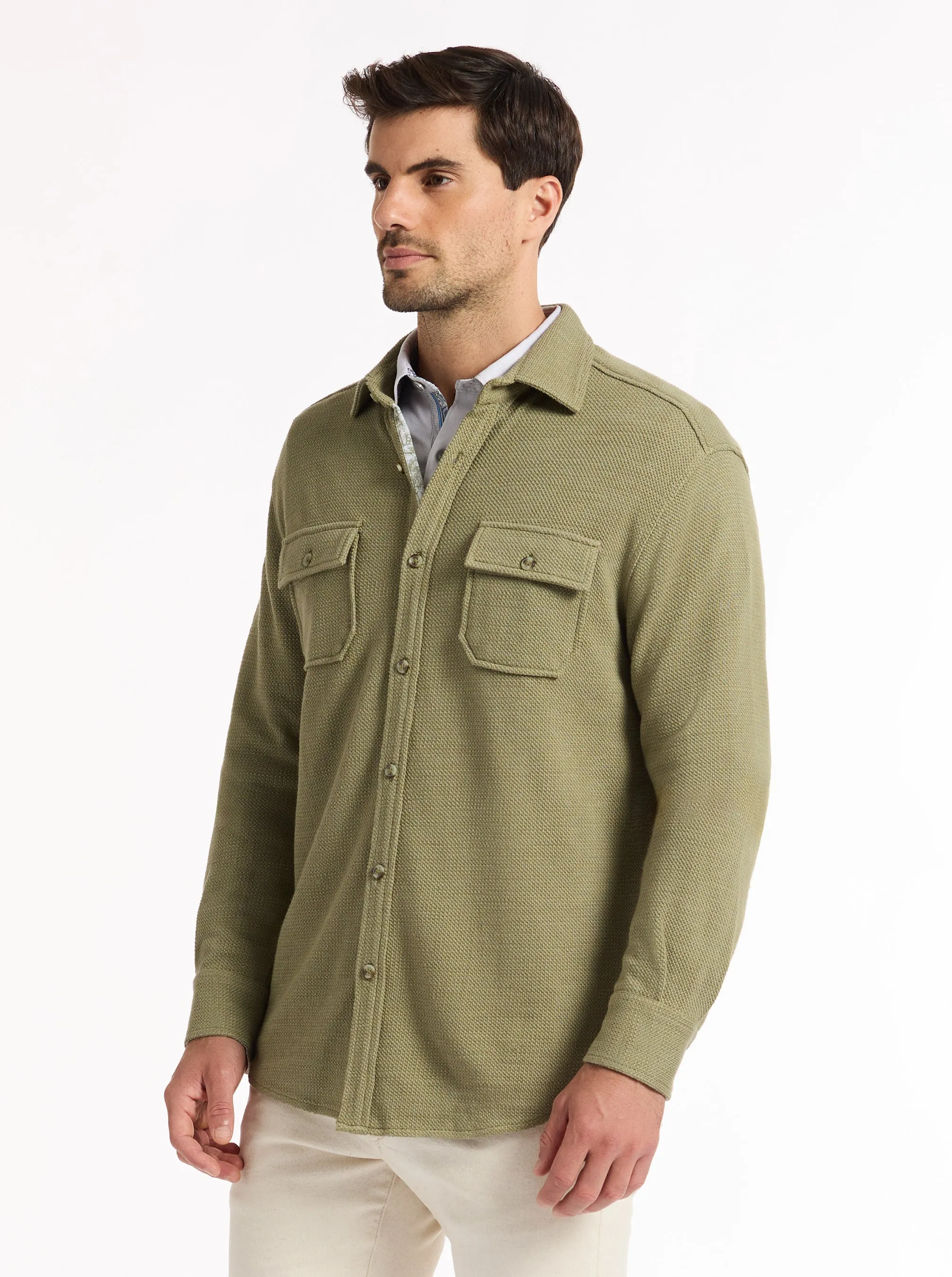 WAYNE LONG SLEEVE BUTTON DOWN KNIT SHIRT sold by Robert Graham product image thumbnail 3