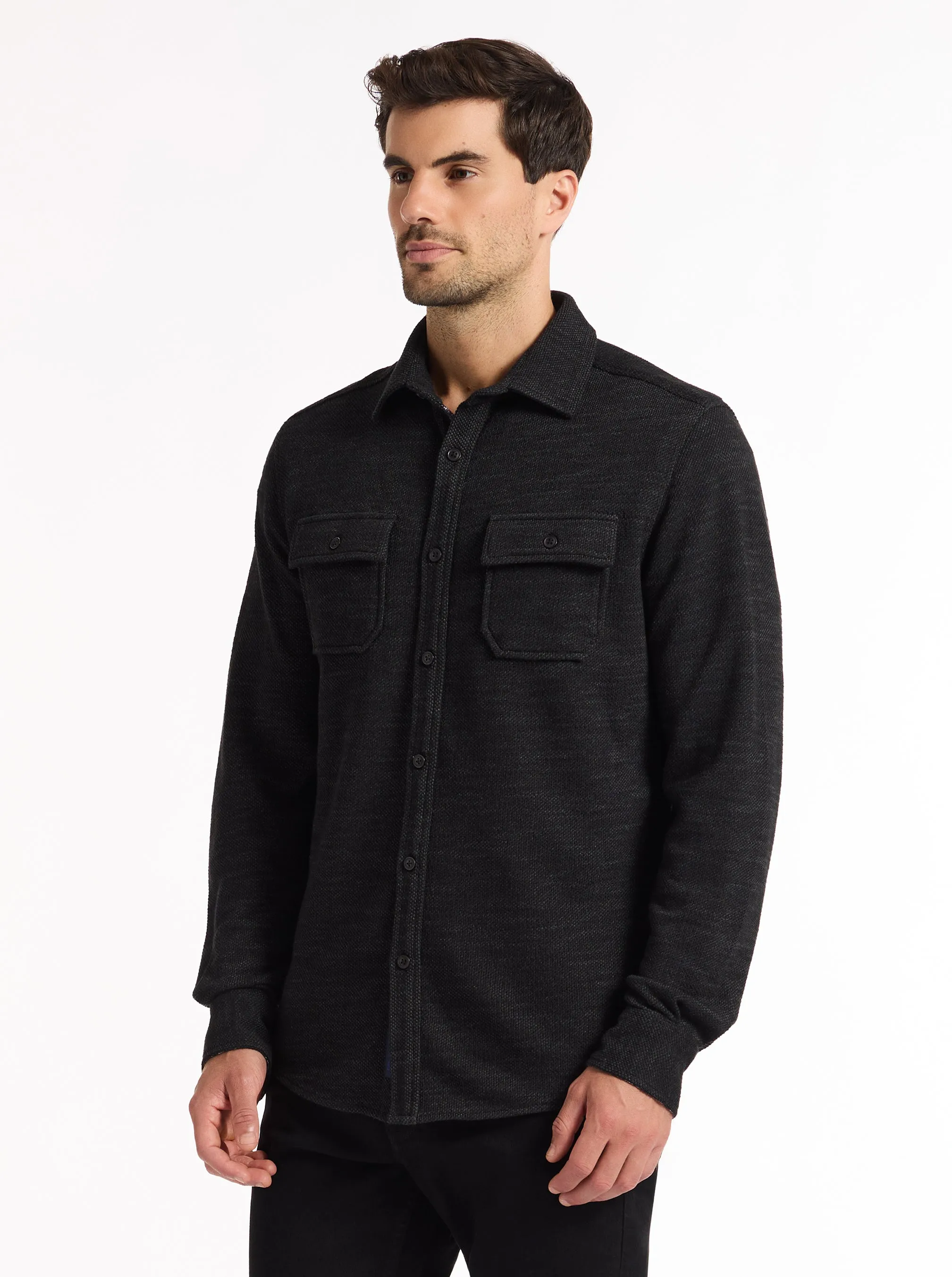 WAYNE LONG SLEEVE BUTTON DOWN KNIT SHIRT sold by Robert Graham product image thumbnail 3