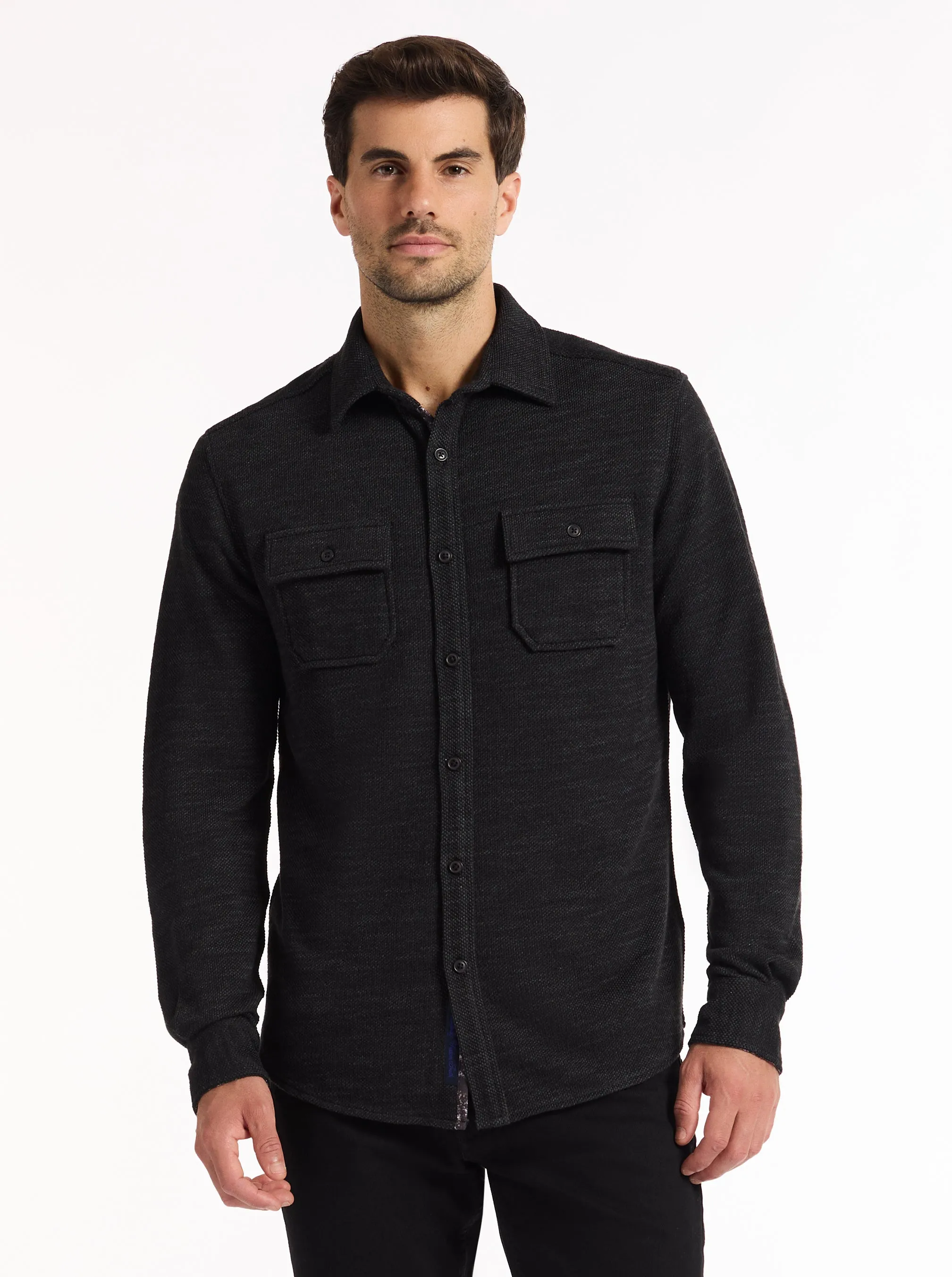 WAYNE LONG SLEEVE BUTTON DOWN KNIT SHIRT sold by Robert Graham