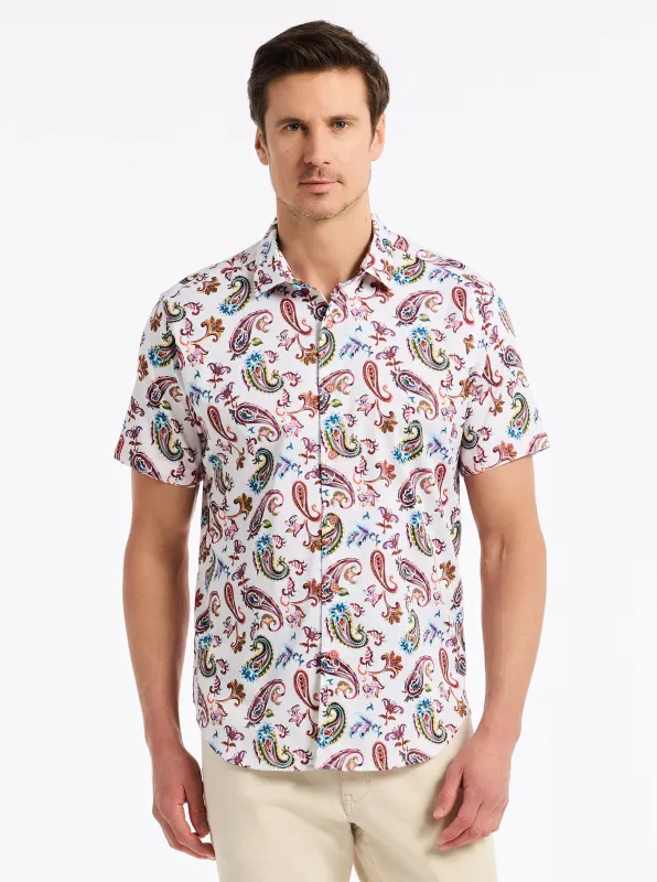 TANGIER SHORT SLEEVE BUTTON DOWN SHIRT TALL made by Robert Graham