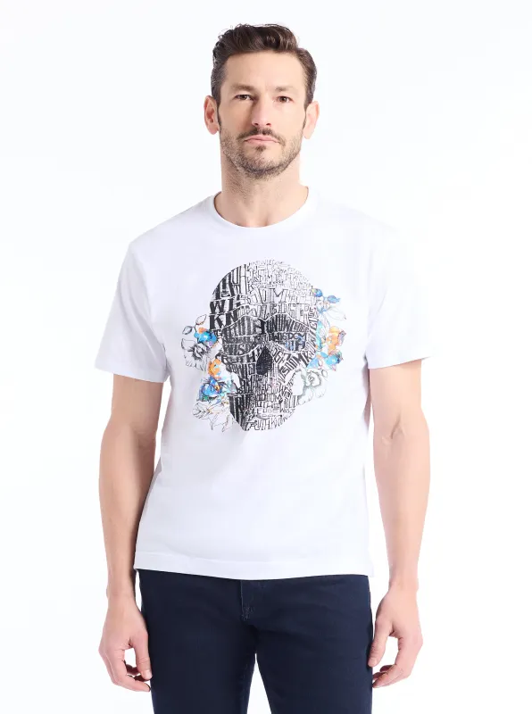 FLORAL SKULL SHORT SLEEVE T-SHIRT made by Robert Graham