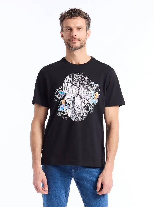 FLORAL SKULL SHORT SLEEVE T-SHIRT made by Robert Graham